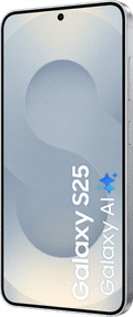 Samsung Galaxy S25 256GB Zilver 5G + Samsung Oplader 25 Watt Zwart voorkant