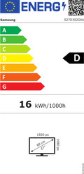Samsung Essential S3 LS27D302GAUXEN energielabel