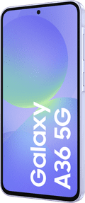 Samsung Galaxy A36 256GB Paars 5G + Samsung Oplader 25 Watt Zwart voorkant