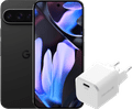 Google Pixel 9 Pro XL 128 Go Noir 5G + BlueBuilt Chargeur avec Port USB-C 30 W Blanc Main Image
