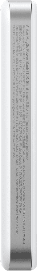 Anker MagGo Powerbank met Snelladen 10.000 mAh Wit linkerkant