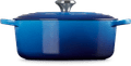 Le Creuset Signature ovale braadpan 31 cm azure voorkant