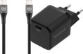 BlueBuilt Power Delivery and Quick Charge Charger 20W + USB-C Cable Nylon Black 1.5m Main Image