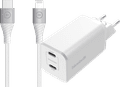 BlueBuilt Power Delivery en Quick Charge Oplader 65W + Lightning Kabel 1,5m Nylon Wit Main Image