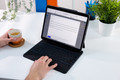 BlueBuilt Apple iPad Air (2024) 13 inches Keyboard Cover AZERTY Black product in use