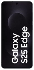 Samsung Galaxy S25 Edge 512GB Zwart 5G + Samsung Oplader 25 Watt Zwart voorkant