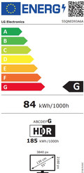 LG 55" QNED93 EVO 4K (2025) energielabel