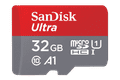 SanDisk MicroSDHC Ultra 32GB 120 MB/s CL10 A1 UHS-1 + SD Ada voorkant