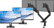Philips 242B1G/00 Duo Pack + BlueBuilt Monitorarm Mechanische Veer voor 2 Monitoren