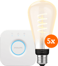 Philips Hue Filament White Ambiance Edison XL 5-Pack + Bridge