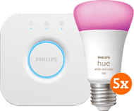 Philips Hue White and Color Starter Pack with 5 Lights + Bridge