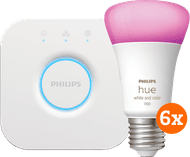 Philips Hue White and Color Starter Pack with 6 Lights + Bridge