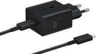 Samsung Super Fast Charging Oplader 45W Zwart + Usb C Kabel 1,8m Zwart Kunststof