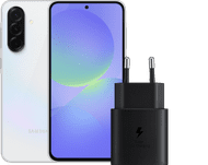 Samsung Galaxy A36 128GB Wit 5G + Samsung Oplader 25 Watt Zwart
