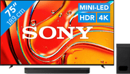 Sony 75" Bravia 7 4K QLED XR Mini-led (2024) + Sony Bravia Theatre Bar 6 Zwart