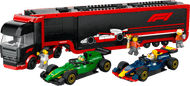 LEGO City F1 Truck met RB20 en AMR24 F1 auto's 60445