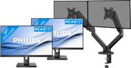 Philips 272B1G/00 Duo Pack + BlueBuilt Monitorarm Mechanische Veer voor 2 Monitoren
