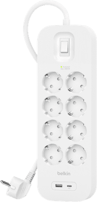 Belkin Stekkerdoos 8-voudig 2 meter met usb A/C 18W Wit