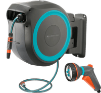 Gardena Wandslangenbox 35 RollUp XL Blauw + Gardena Classic Multifunctionele Broes