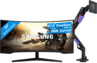 Samsung Odyssey G5 LC34G55TWWPXEN Curved + Vortech Monitorarm met Gasveer