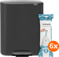 Brabantia Bo Pedal Bin 2x 30L Matte Black + Trash Bags (120 units)