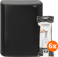 Brabantia Bo Touch Bin 60 Liter Matt Black + Vuilniszakken (120 stuks)