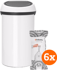 Brabantia Touch Bin 60L White + Trash Bags (120 units)