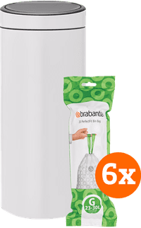 Brabantia Touch Bin 30L White + Trash Bags (120 units)