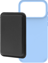 BlueBuilt MagSafe Hoesje iPhone 18 Pro Max Lichtblauw + Kaarthouder Leer Zwart
