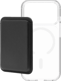 BlueBuilt MagSafe Hoesje iPhone 18 Pro Transparant + Kaarthouder Leer Zwart
