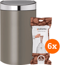 Brabantia Touch Bin 40L Platinum + Trash Bags (120 units)