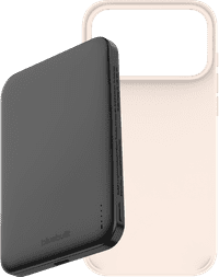 BlueBuilt MagSafe Hoesje iPhone 18 Pro Max Beige + Powerbank 5.000 mAh Grijs
