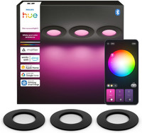 Philips Hue Inbouwspot Slim 3-Pack - White and Color - 90mm - Zwart