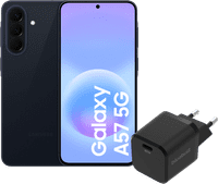 Samsung Galaxy A57 256GB Donkerblauw 5G + BlueBuilt Oplader met Usb C Poort 45W Zwart