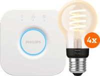 Philips Hue Filament White Ambiance Standard 4-pack + Bridge
