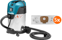 Makita VC3011L + Makita P-72899 Vacuum Cleaner Bag (5x)