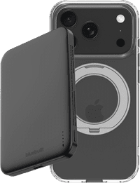 BlueBuilt MagSafe Hoesje met Standaard iPhone 18 Pro Transparant + Powerbank 5.000 mAh Grijs