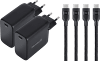 BlueBuilt 100W GaN USB-C Charger Black + USB-C cable 240W 2m Nylon Black Duo Pack