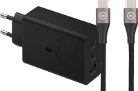 Samsung Charger with 3 USB Ports 65W Black + USB-C Cable Nylon Black 1.5m
