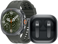 Samsung Galaxy Watch Ultra 2 5G Titanium Zilver/Groen 47mm +Samsung Galaxy Buds4 Pro Zwart