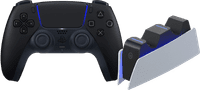 Sony PlayStation 5 DualSense Wireless Controller Midnight Black + BlueBuilt Charging Dock