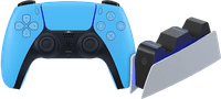 Sony PlayStation 5 DualSense Draadloze Controller Starlight Blue + BlueBuilt oplaadstation