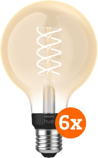 Philips Hue Filamentlamp White Globe E27 6-pack