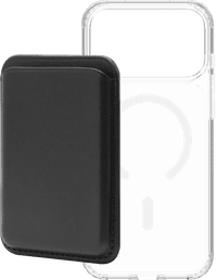 BlueBuilt MagSafe Hoesje iPhone 18 Pro Max Transparant + Kaarthouder Leer Zwart