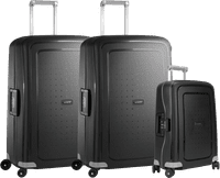 Samsonite S'Cure Spinner 75cm + 55cm + 75cm Black Suitcase Set