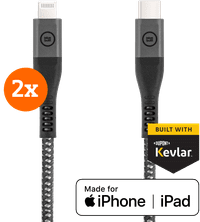 BlueBuilt Usb C naar Lightning Kabel 1,5m Kevlar Zwart Duo Pack
