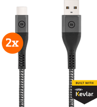 BlueBuilt USB-A to USB-C Cable 1.5m Kevlar Black Duo Pack