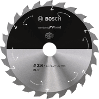 Bosch Circular Saw Blade Cordless Standard for Wood 216x30x1.7/1.2x2
