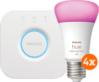Philips Hue White and Color Starter Pack with 4 Lights + Bridge