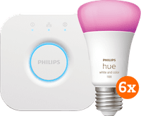 Philips Hue White and Color Starter Pack with 6 Lights + Bridge